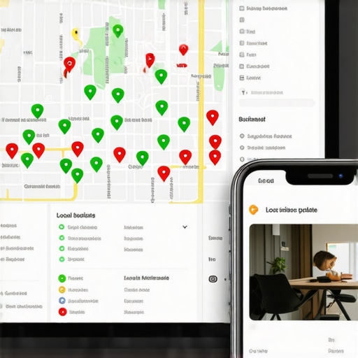 A visual representation of map rank tracking and mobile engagement tools for local businesses.