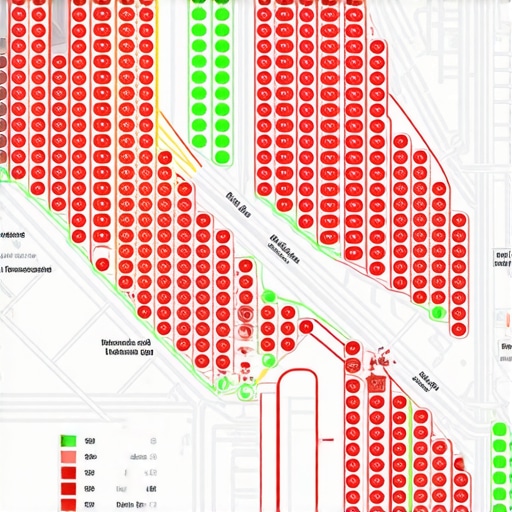 Heat map showing local map visibility and ranking density across different city streets.