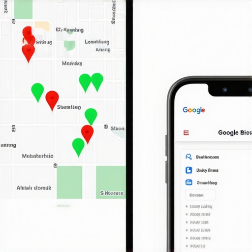 A visualization of a local grid tracking tool compared with an optimized Google Business Profile.