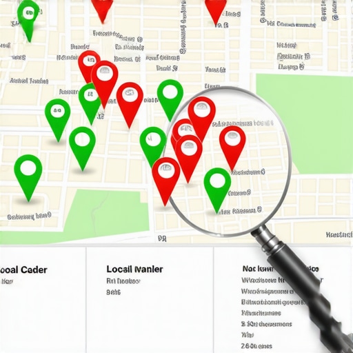 A map showing local business rankings and highlighting the importance of local phone area codes.