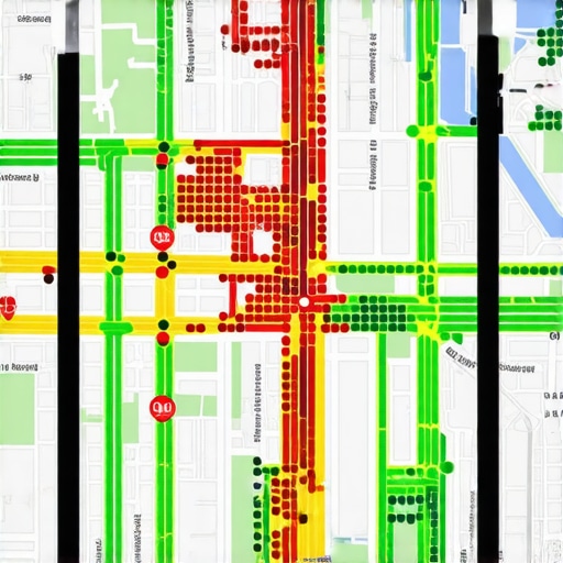 Local Maps Ranking Heat Map Analysis A digital heat map showing local search ranking positions across a specific geographic area.