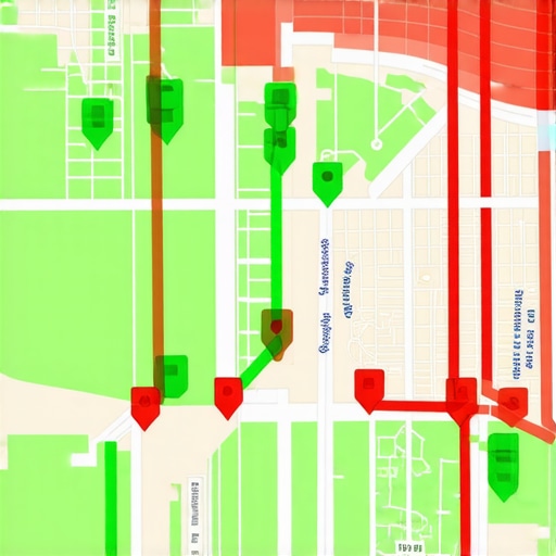 A detailed heat map showing local business ranking across different neighborhoods.