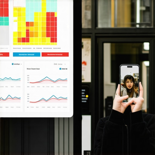 Local SEO Maintenance Dashboard and Content Creation Professional tools for monitoring local map rankings alongside smartphone photography of a business storefront.