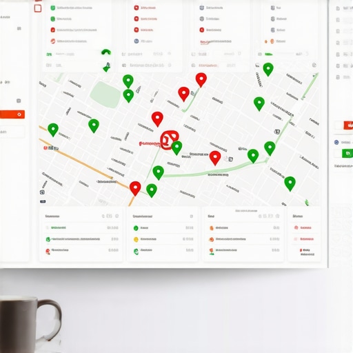 A digital dashboard showing local map ranking heatmaps for a business profile.
