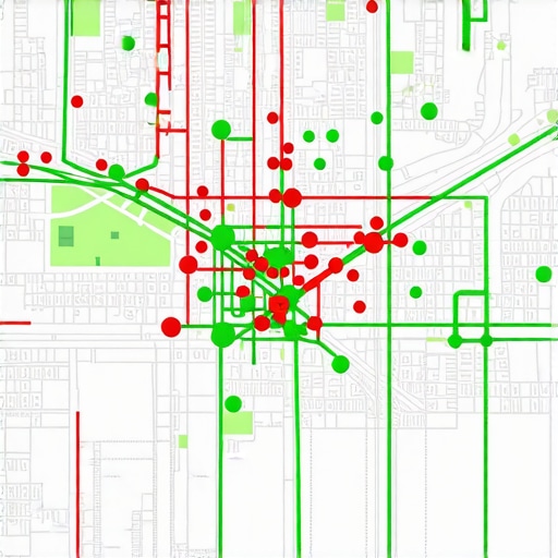 A digital grid showing local ranking performance on Google Maps across a city.