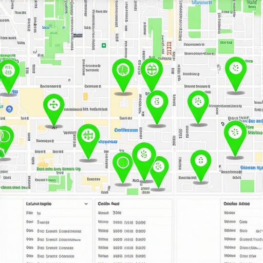 A ranking grid map showing high visibility for a local business