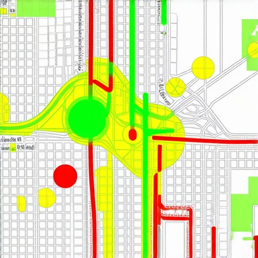 Local Search Grid Heatmap Analysis A digital heatmap showing local search rankings across a city grid for map optimization.