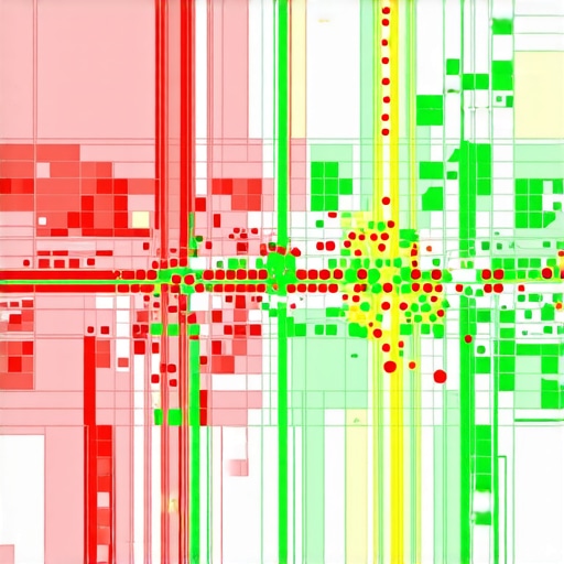 A visualization of local SEO ranking signals across a geographic area using a grid tracker.
