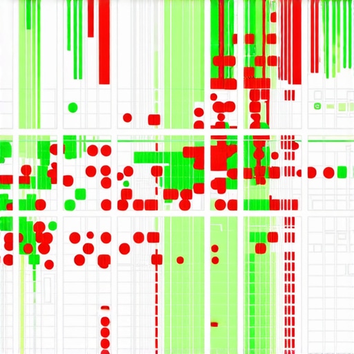 A visualization of business rankings across different geographic coordinates on a local map.