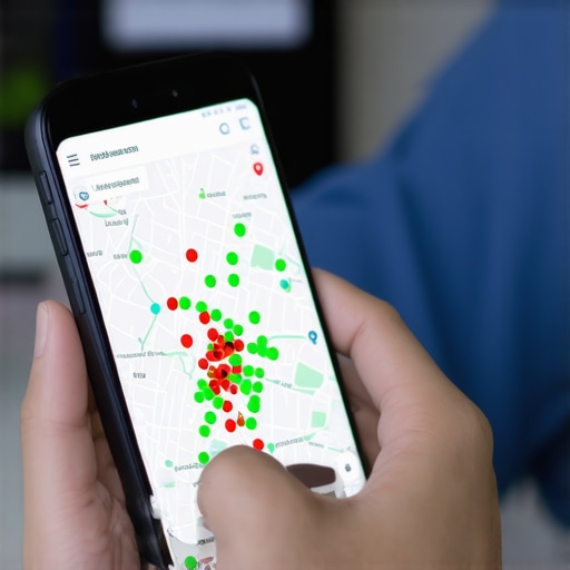 A heatmap showing local business ranking across different geographic coordinates.