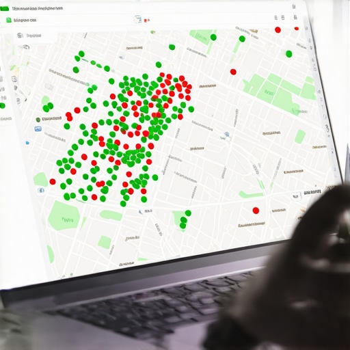 A map grid showing business ranking performance across different neighborhoods.
