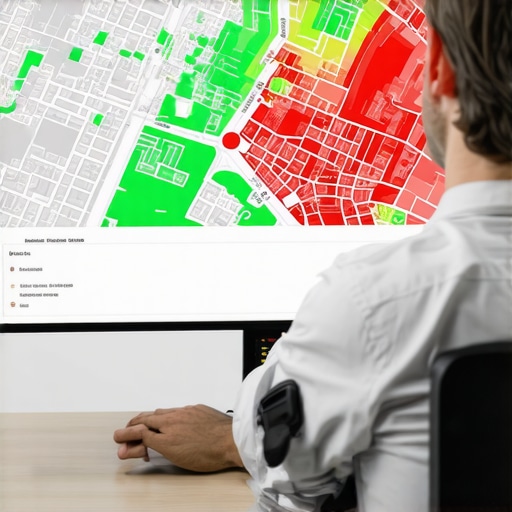 Local Search Heatmap Analysis A specialist reviewing local search ranking heatmaps to identify visibility gaps in specific neighborhoods.