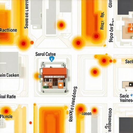 A 3D visualization of local map search visibility and user interaction signals.