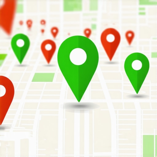 Local Search Map Competition Analysis Digital map showing various business location pins competing for local search visibility
