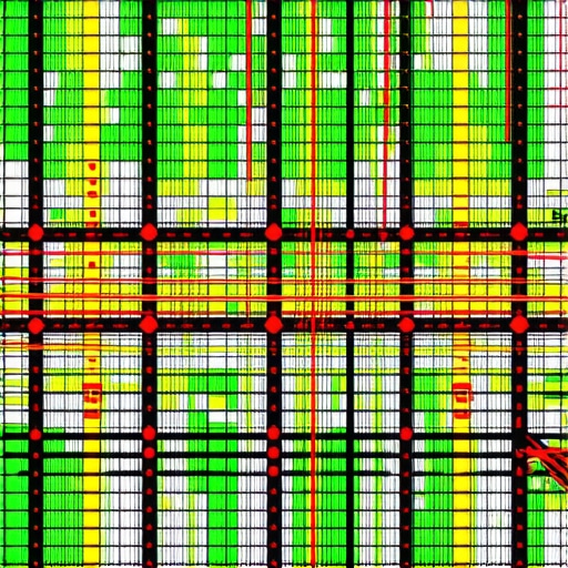 A digital visualization tool showing local map ranking strength across a city grid