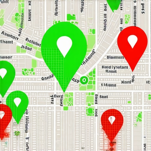 Map showing geographic search ranking positions for local business optimization.