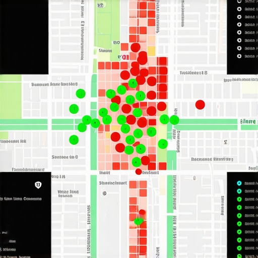 A visual representation of local map rankings across a city grid.