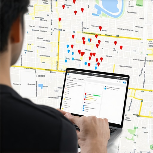 A specialist analyzing local map rankings using professional SEO tools