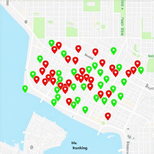 Local Search Ranking Grid Dashboard A digital map showing local search rankings across a neighborhood grid