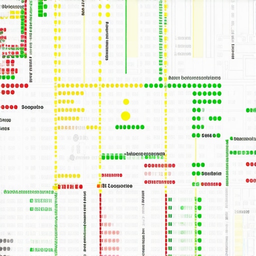 A visual map showing local ranking distribution for a business across a neighborhood