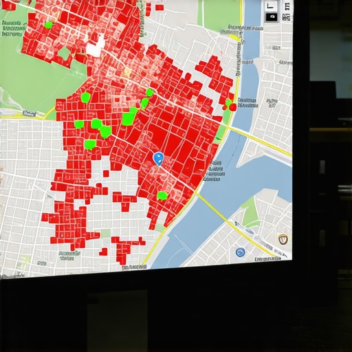 A professional local SEO tool showing a 13x13 grid of Google Maps rankings across a metropolitan area.
