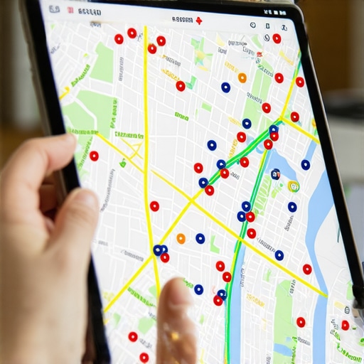 A grid-based heatmap showing local search rankings for a business on Google Maps.