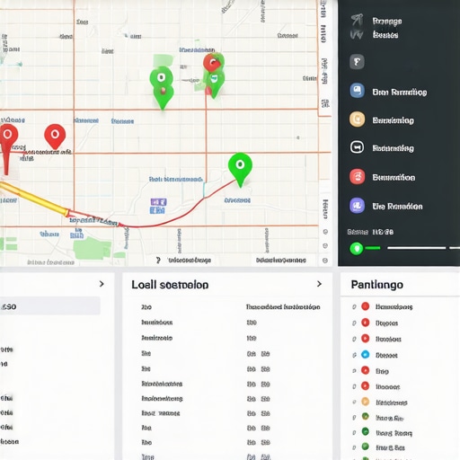 A digital map showing local SEO ranking positions through a color-coded grid overlay.
