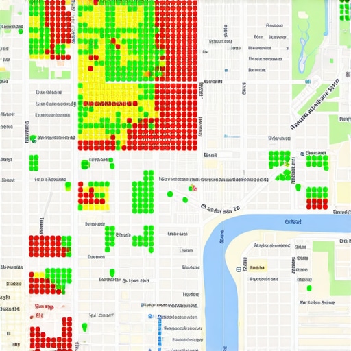 A heatmap audit showing how a business ranks in different neighborhoods on Google Maps.