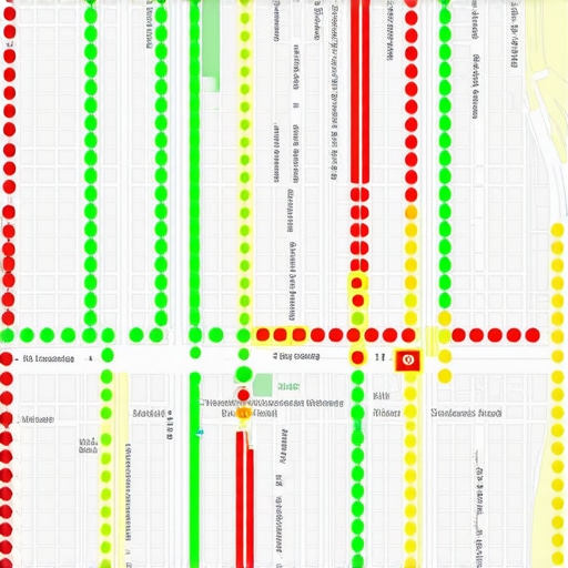 A visual grid showing local map ranking positions across different neighborhoods in a city.