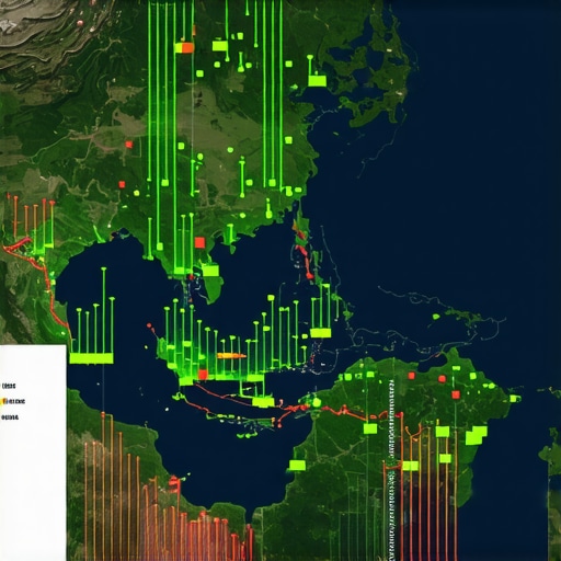 A digital grid map showing localized search rankings for a business across a city neighborhood.