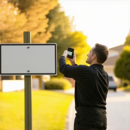 A technician capturing geotagged proof of service in a specific neighborhood to boost map rankings.