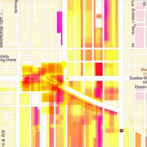 Heat map showing local search density and user interaction signals for a business profile.