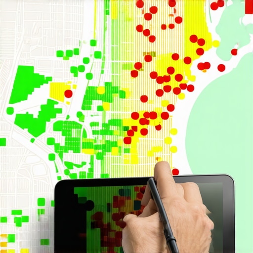 A digital map showing local search ranking performance across different neighborhoods