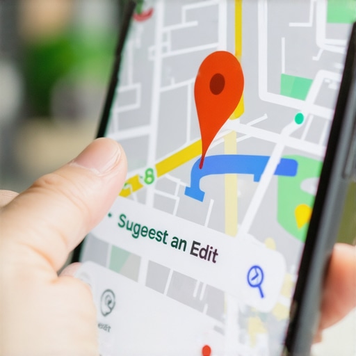 Person using a smartphone to manually suggest a location edit on Google Maps.