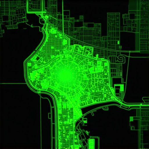 A digital map display showing foot traffic and behavioral signal heat maps.