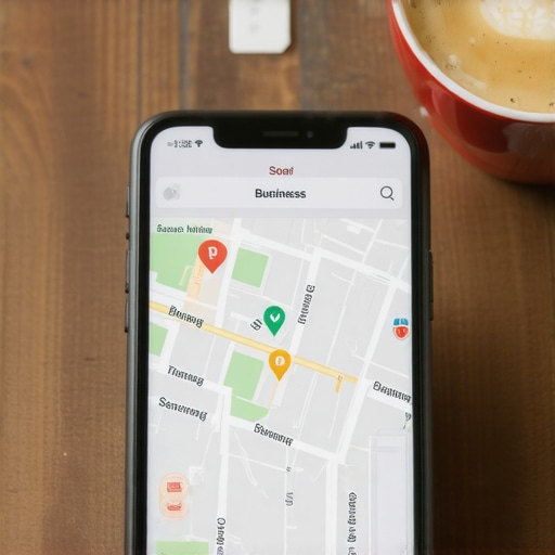 A smartphone showing active local map profile engagement in a neighborhood search