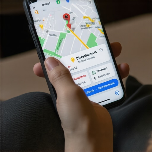 A smartphone screen showing local map search results with highlighted interaction buttons.