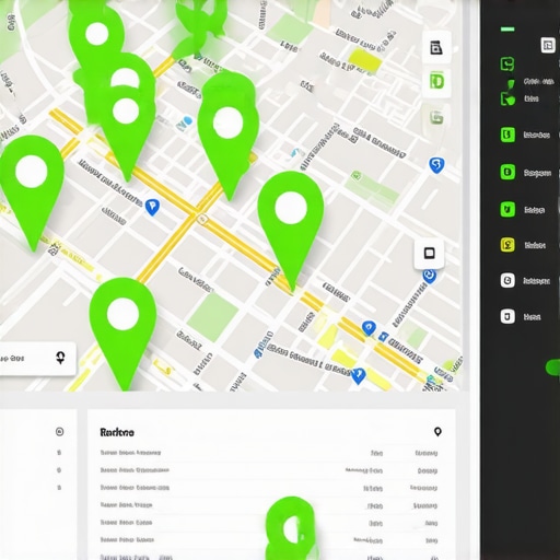 A visual representation of map ranking tools and data analytics for local business visibility.