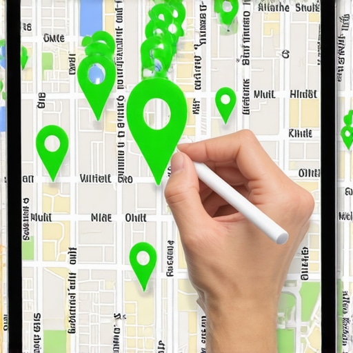A professional maps optimization expert analyzing localized search rankings on a digital tablet.