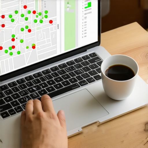 A professional monitoring local map visibility using a specialized grid tracking tool for business optimization.