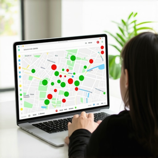A business owner analyzing a local map ranking heat map to identify visibility gaps in specific neighborhoods.