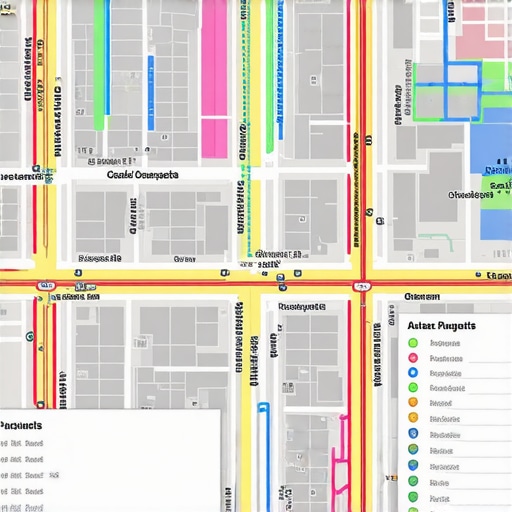 A digital map interface showing heatmaps and local search performance data for a business.