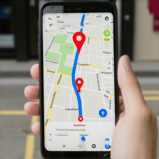 A person using a smartphone to navigate to a local business using Google Maps directions.