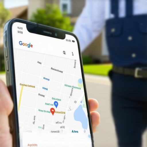 Close up of a phone showing a local service area map with zip code targeting for better local visibility.