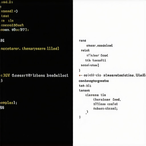 A comparison between messy and optimized structured data code for local business SEO.
