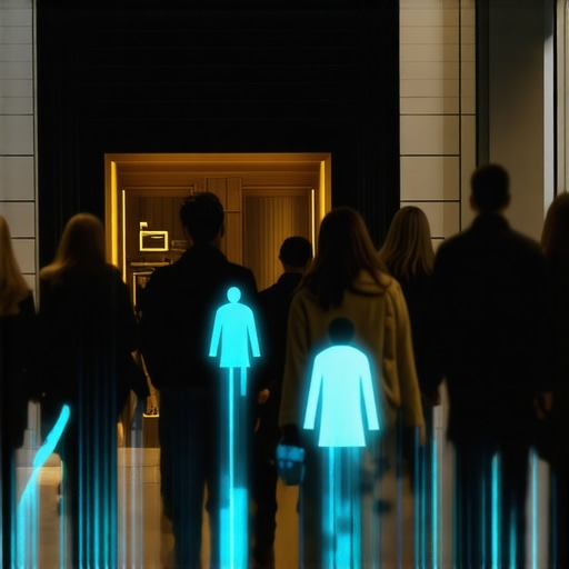 Pedestrian foot traffic flow paths leading into a local retail storefront mapped with a digital overlay