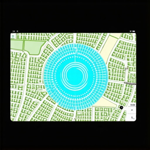 Optimizing Your Business Service Area Radius A tablet displaying a circular service area radius on a local map for better SEO visibility.