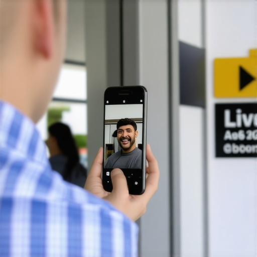 A business owner using a smartphone to complete a live video verification for their Google Business Profile.