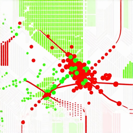 Visual representation of local search ranking across a geographic area using a grid tracking tool for map optimization.