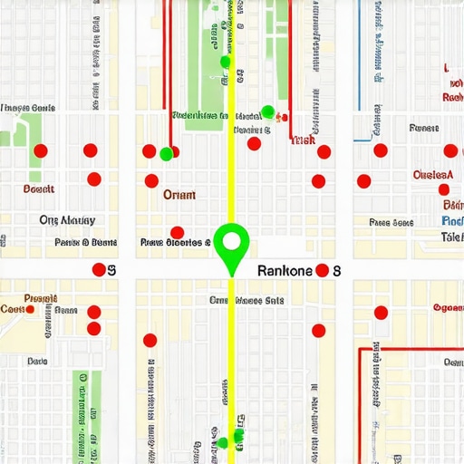 Visual representation of local map ranking data using a geographic grid tool